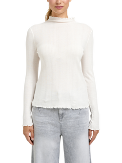 Smith & Soul Ribbed Ruffle Neck Top, Cream White, Cream White