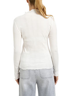 Smith & Soul Ribbed Ruffle Neck Top, Cream White - view 2, Cream White