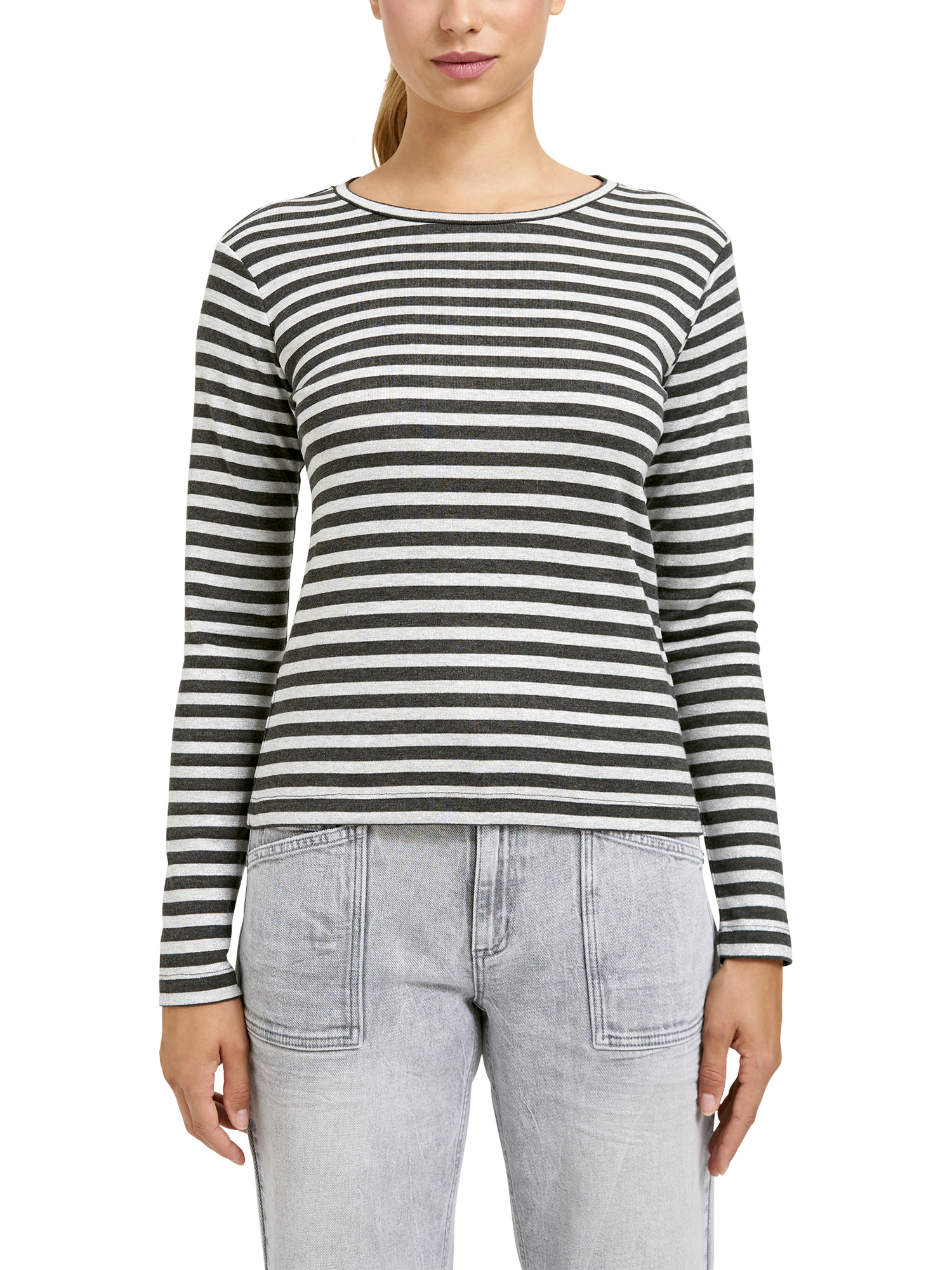 Product image 1 of 6, which shows Smith & Soul Sparkle Stripe Top, Anthracite, XS