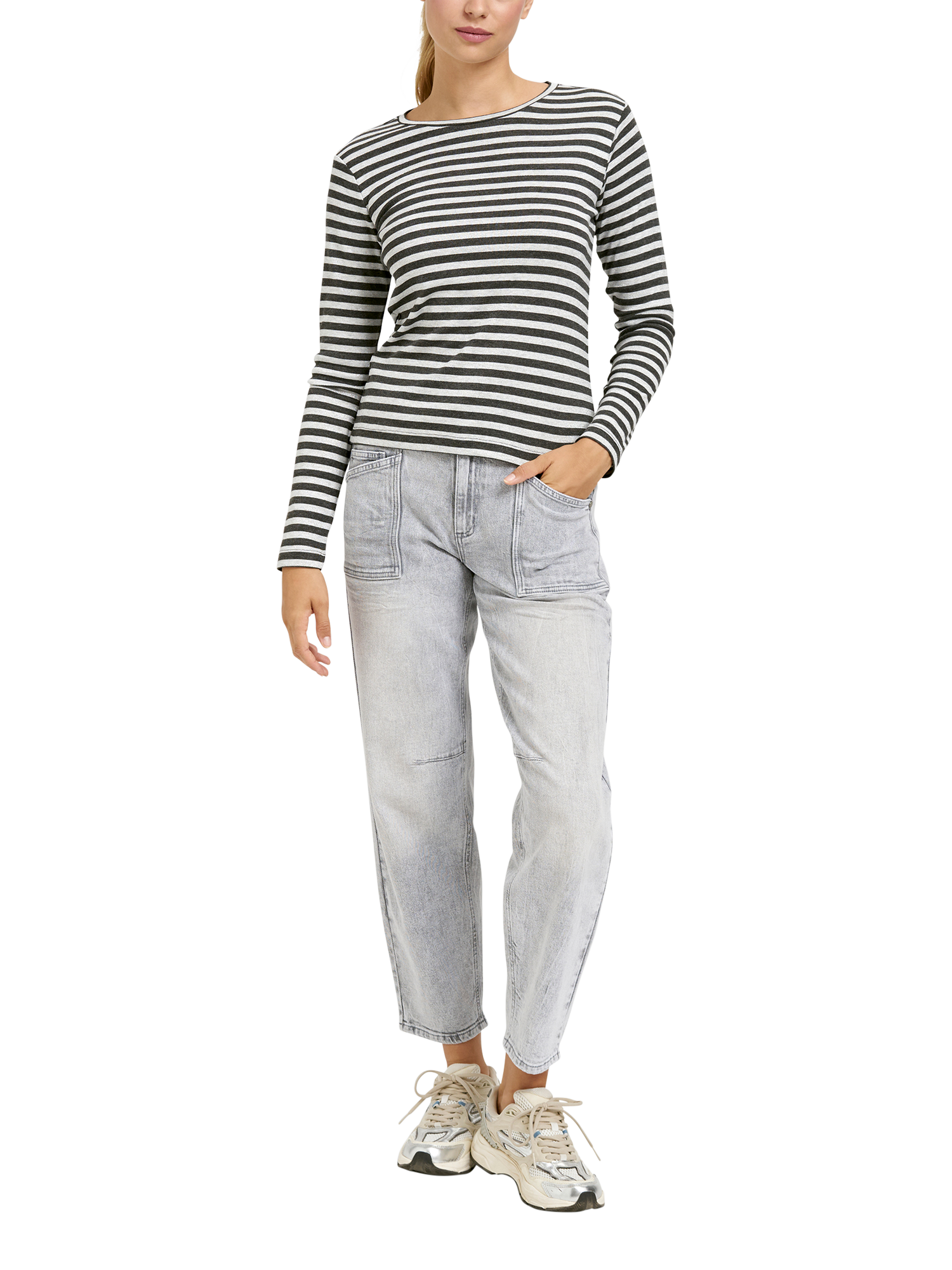 Product image 3 of 6, which shows Smith & Soul Sparkle Stripe Top, Anthracite, XS