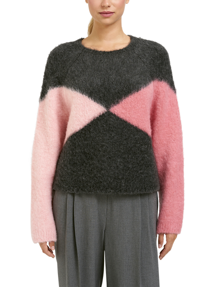 Smith & Soul Abstract Argyle Jumper, Anthracite, Anthracite