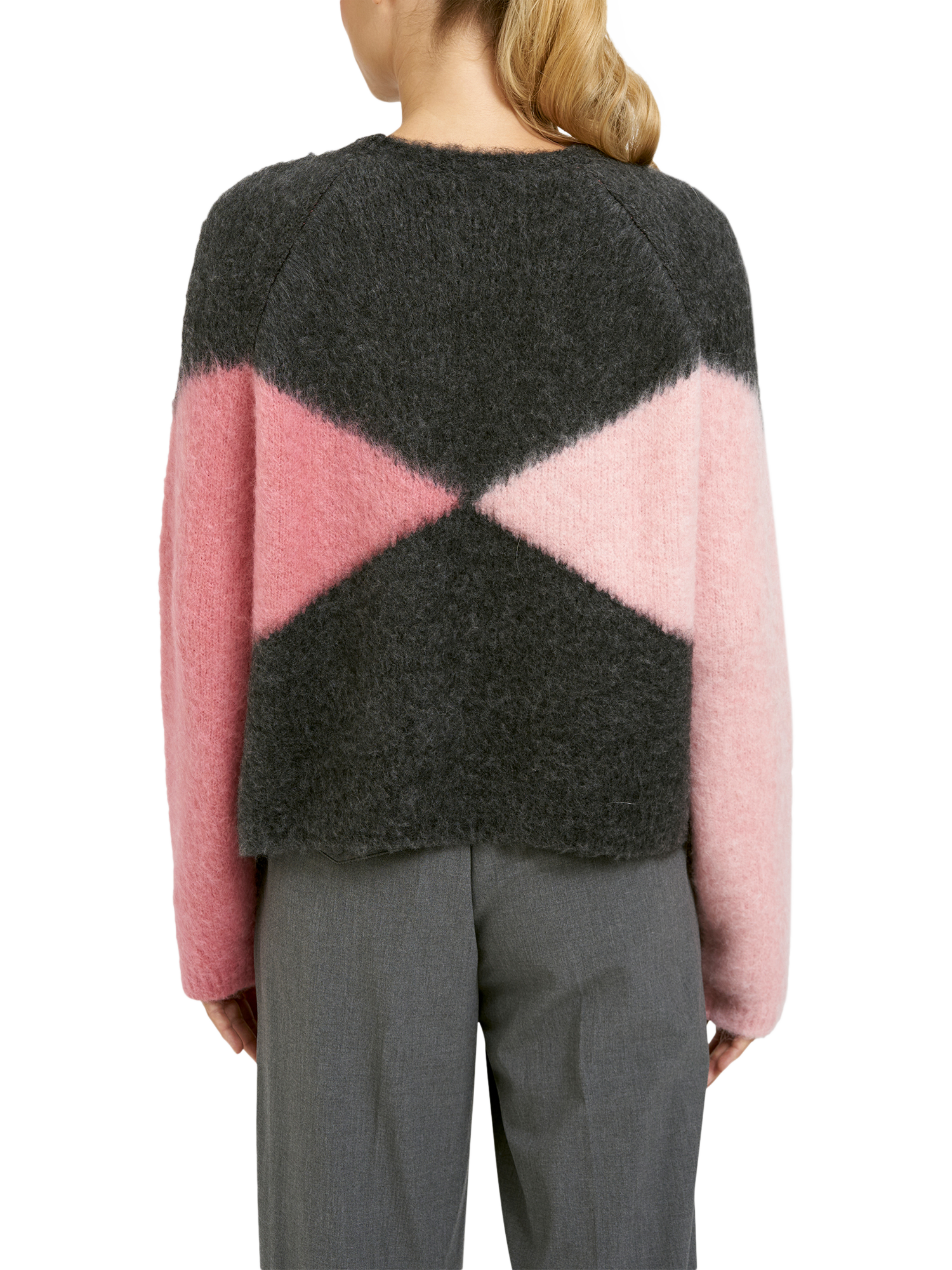 Product image 2 of 5, which shows Smith & Soul Abstract Argyle Jumper, Anthracite, XS