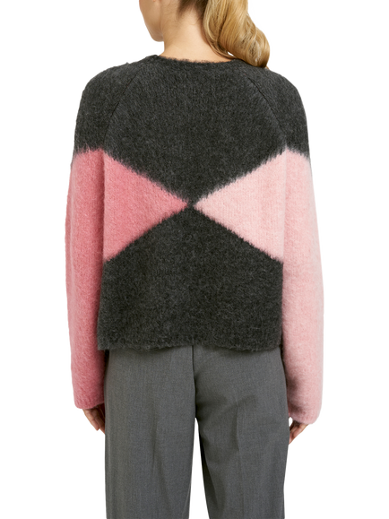 Smith & Soul Abstract Argyle Jumper, Anthracite - view 2, Anthracite