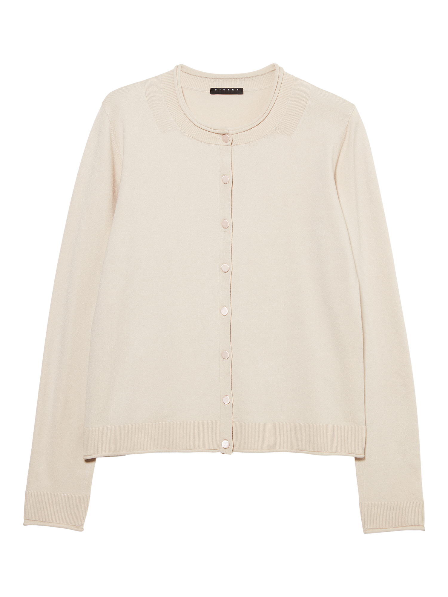 Product image 4 of 5, which shows SISLEY Crew Neck Regular Fit Cardigan, Ecru, L