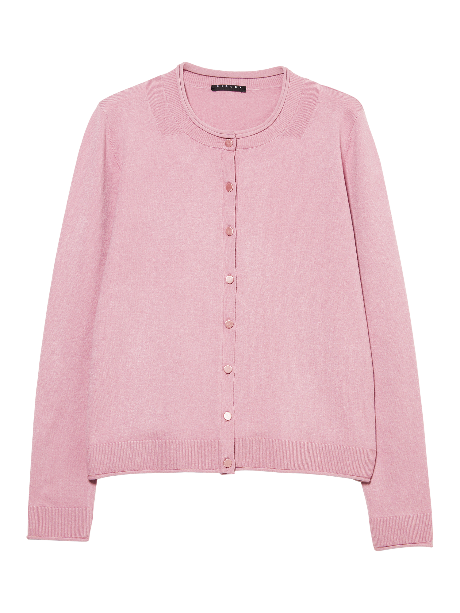 Product image 4 of 4, which shows SISLEY Crew Neck Regular Fit Cardigan, Antique Rose, L