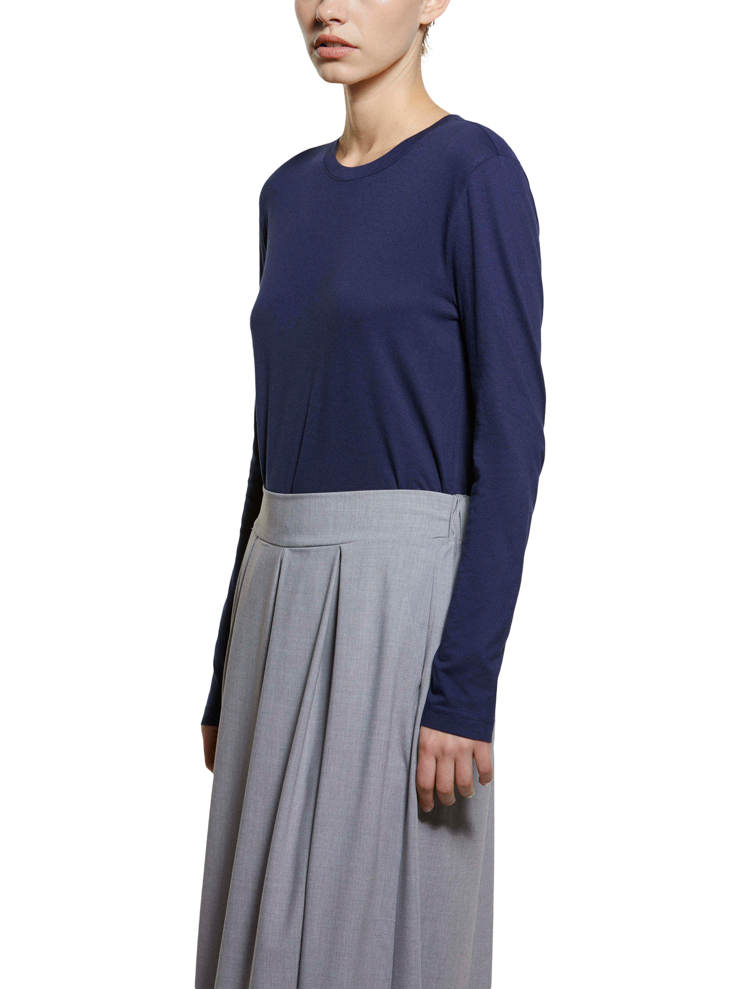 Product image 1 of 5, which shows SISLEY Crew Neck Long Sleeve Top, Night Blue, L