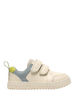 Clarks Baby Cove Pop T Leather Trainers, Cream/Multi, Cream/Multi