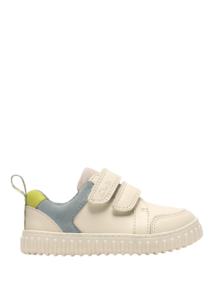 Clarks Baby Cove Pop T Leather Trainers, Cream/Multi, Cream/Multi