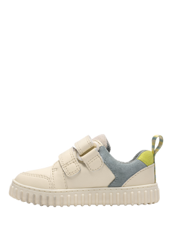 Clarks Baby Cove Pop T Leather Trainers, Cream/Multi - view 2, Cream/Multi