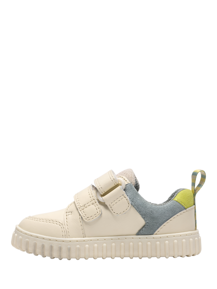 Clarks Baby Cove Pop T Leather Trainers, Cream/Multi - view 2, Cream/Multi