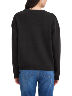 ICHI Adele Button Shoulder Ribbed Jumper, Black - view 2, Black