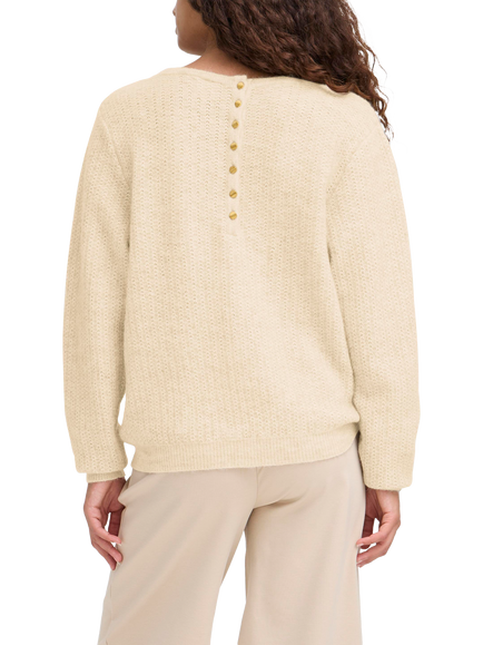 ICHI Asdis Round Neck Textured Jumper, Oatmeal Melange - view 2, Oatmeal Melange