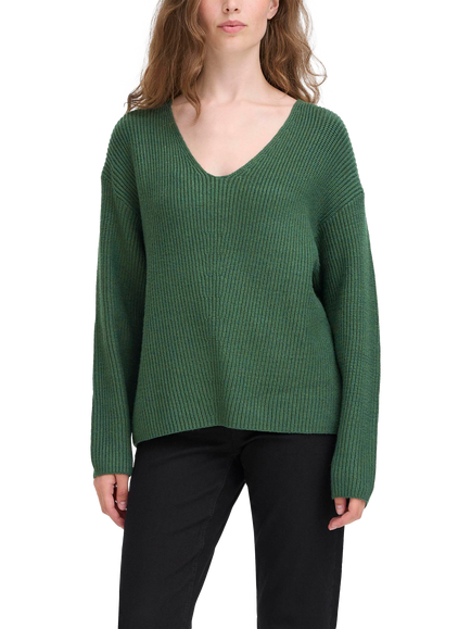 ICHI Chana V-Neck Jumper, Pineneedle
