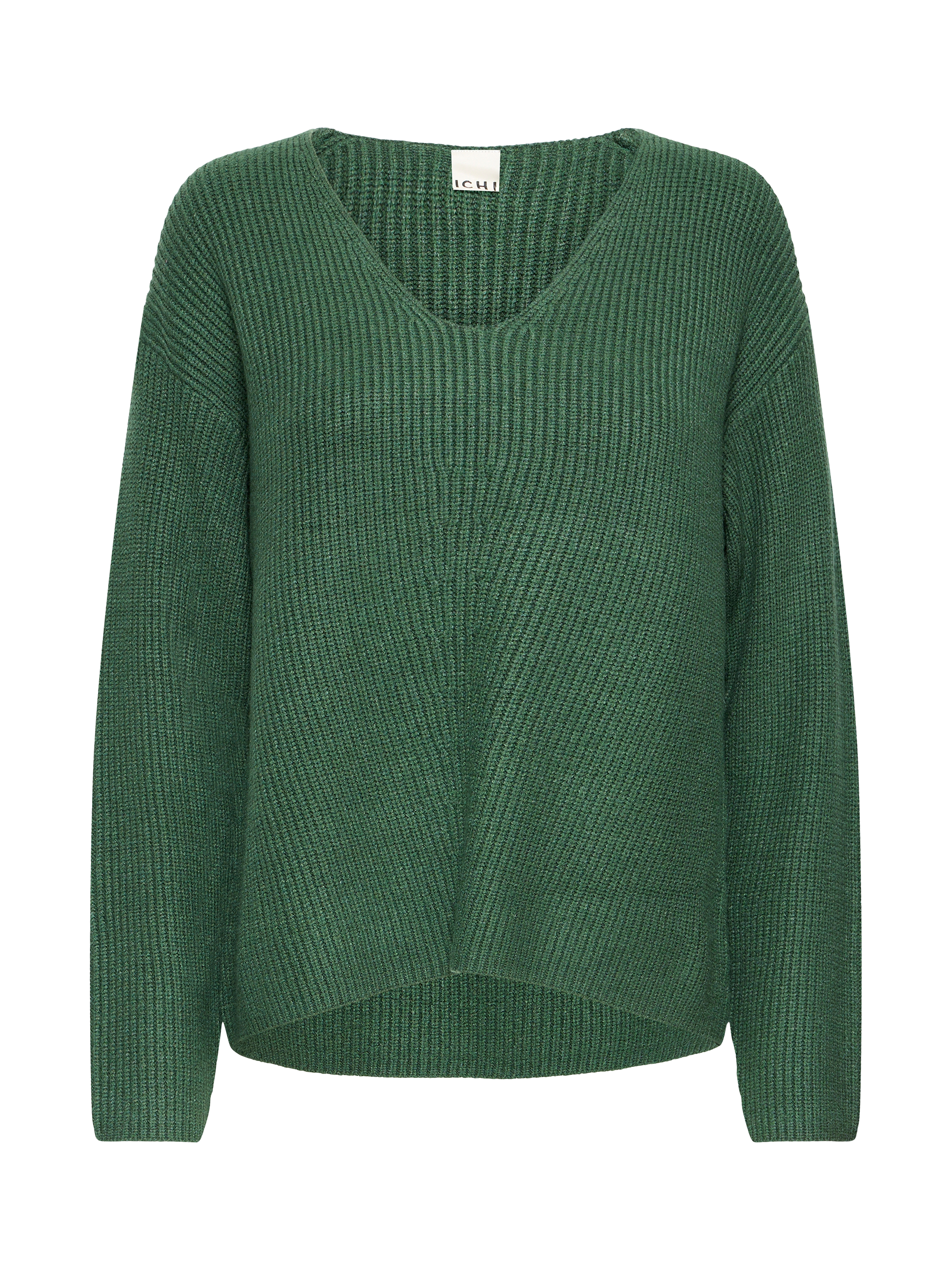 Product image 5 of 7, which shows ICHI Chana V-Neck Jumper, Pineneedle, XS