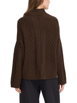 ICHI Mylle Textured Roll Neck Jumper, Coffee Bean - view 2, Coffee Bean
