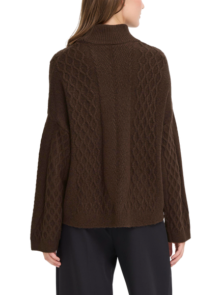 ICHI Mylle Textured Roll Neck Jumper, Coffee Bean - view 2, Coffee Bean