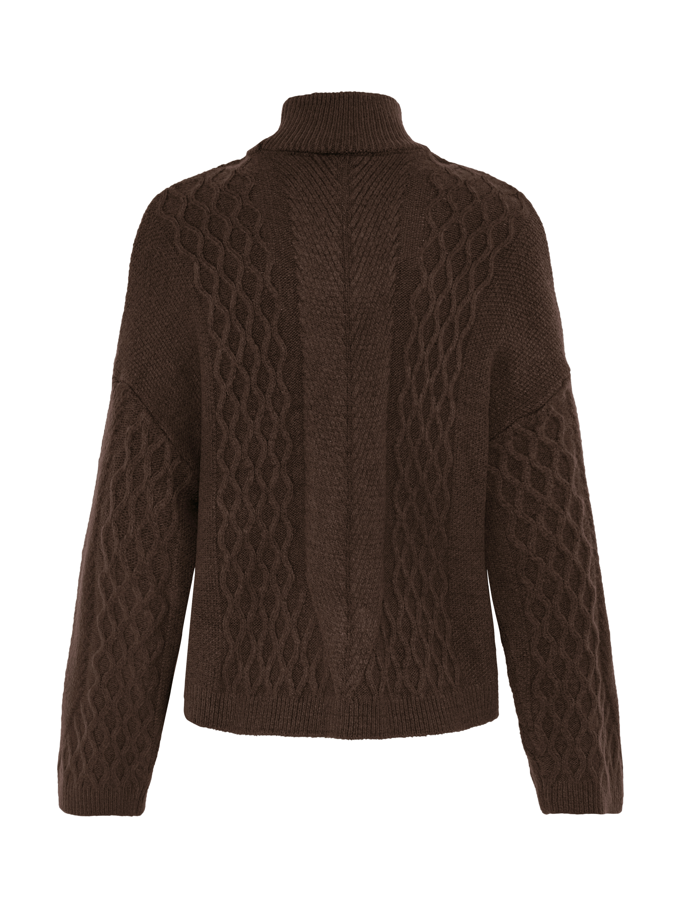 Product image 6 of 7, which shows ICHI Mylle Textured Roll Neck Jumper, Coffee Bean, XS
