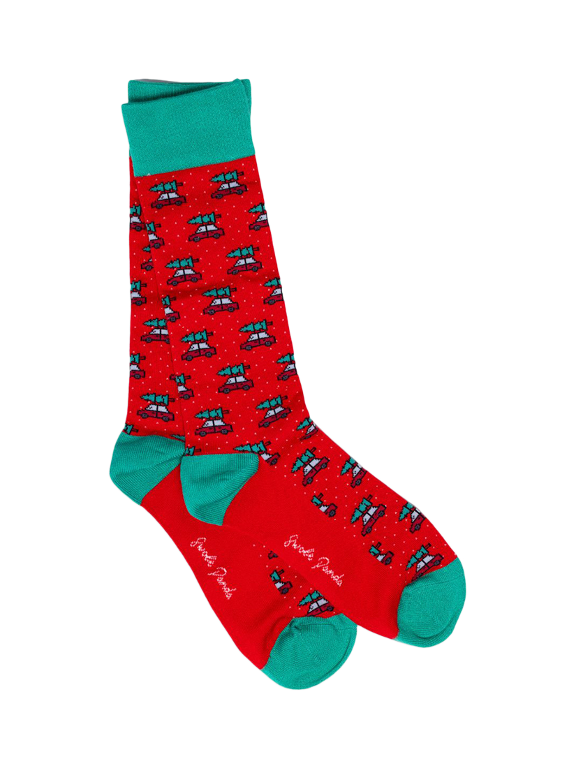 Product image 5 of 9, which shows Swole Panda Christmas Bundle Bamboo Blend Socks, Pack of 4, Multi, 7-11
