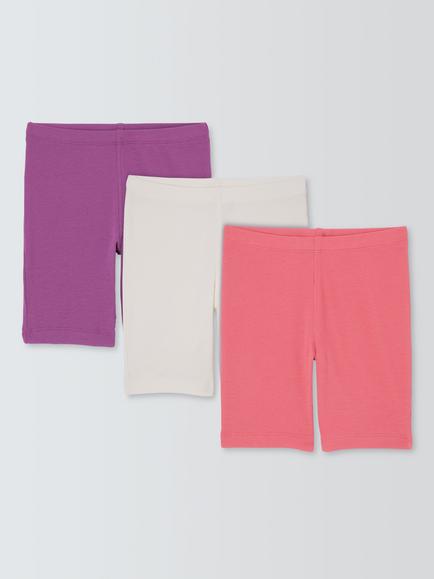 John Lewis Kids' Ribbed Cycle Shorts, Pack of 3, Multi, Multi