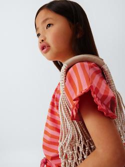 John Lewis Kids' Plain/Floral/Stripe Ruffle Sleeve T-Shirts, Pack of 3, Multi - view 2, Multi