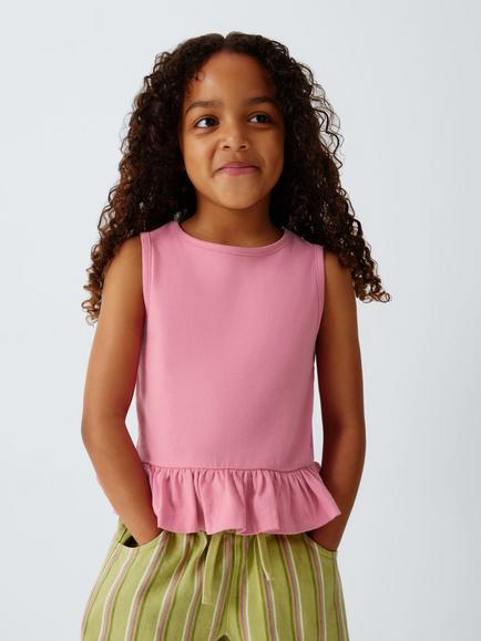 John Lewis Kids' Peplum Hem Vest Tops, Pack of 2, Multi, Multi