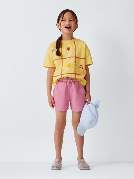 John Lewis Kids' Summer Embroidered T-Shirt, Yellow - view 2, Yellow