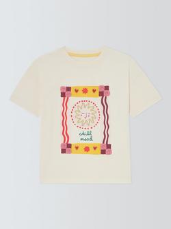 John Lewis Kids' Chill Mood T-Shirt, Cream, Pink, Cream, Pink