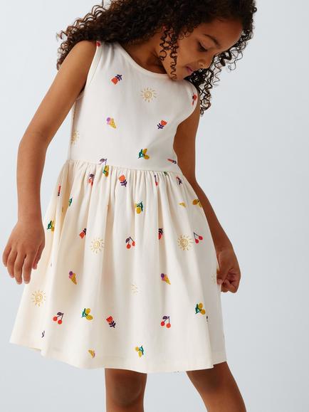 John Lewis Kids' Summer Print Jersey Dress, Multi - view 2, Multi