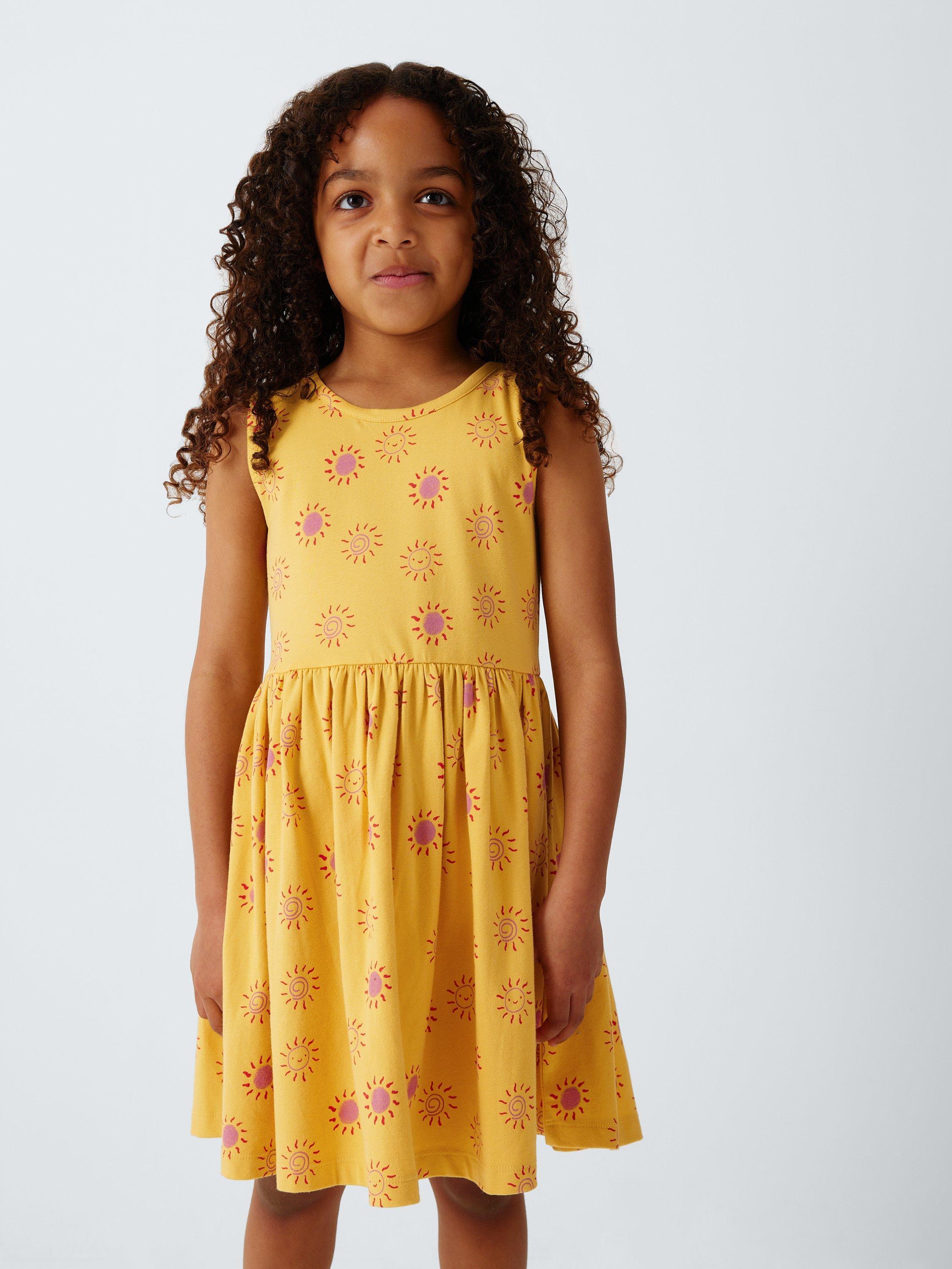 John Lewis Kids' Sun Print Jersey Dress, Yellow