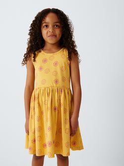 John Lewis Kids' Sun Print Jersey Dress, Yellow, Yellow