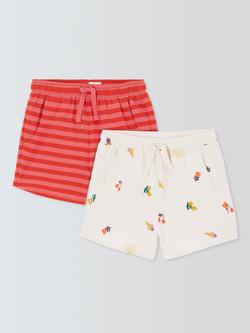 John Lewis Kids' Stripe/Summer Print Jersey Shorts, Pack of 2, Multi - view 2, Multi