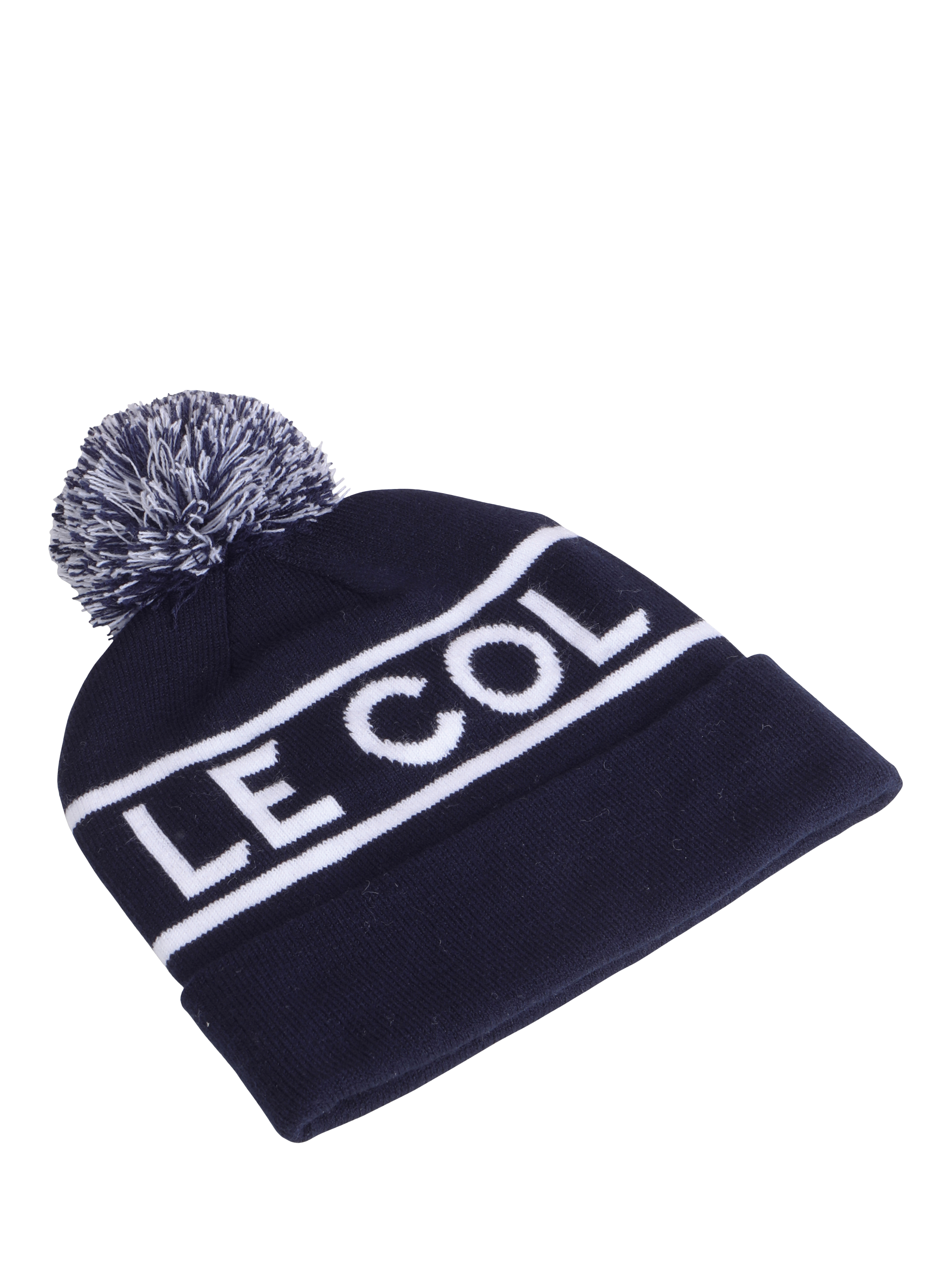 Product image 1 of 3, which shows Le Col Bobble Hat, Navy/White, One Size