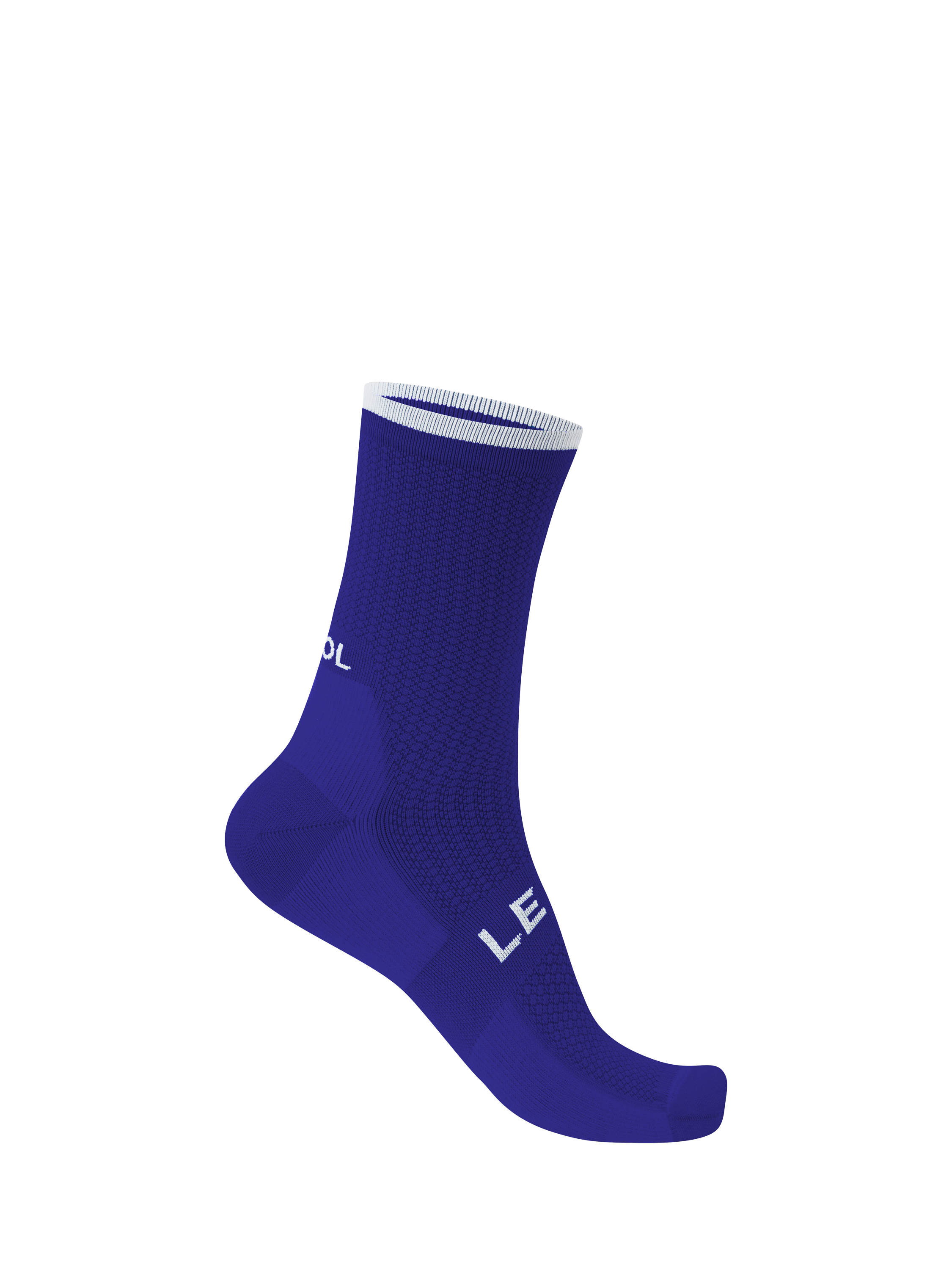 Product image 1 of 4, which shows Le Col Cycling Socks, Electric Blue/White, S-M