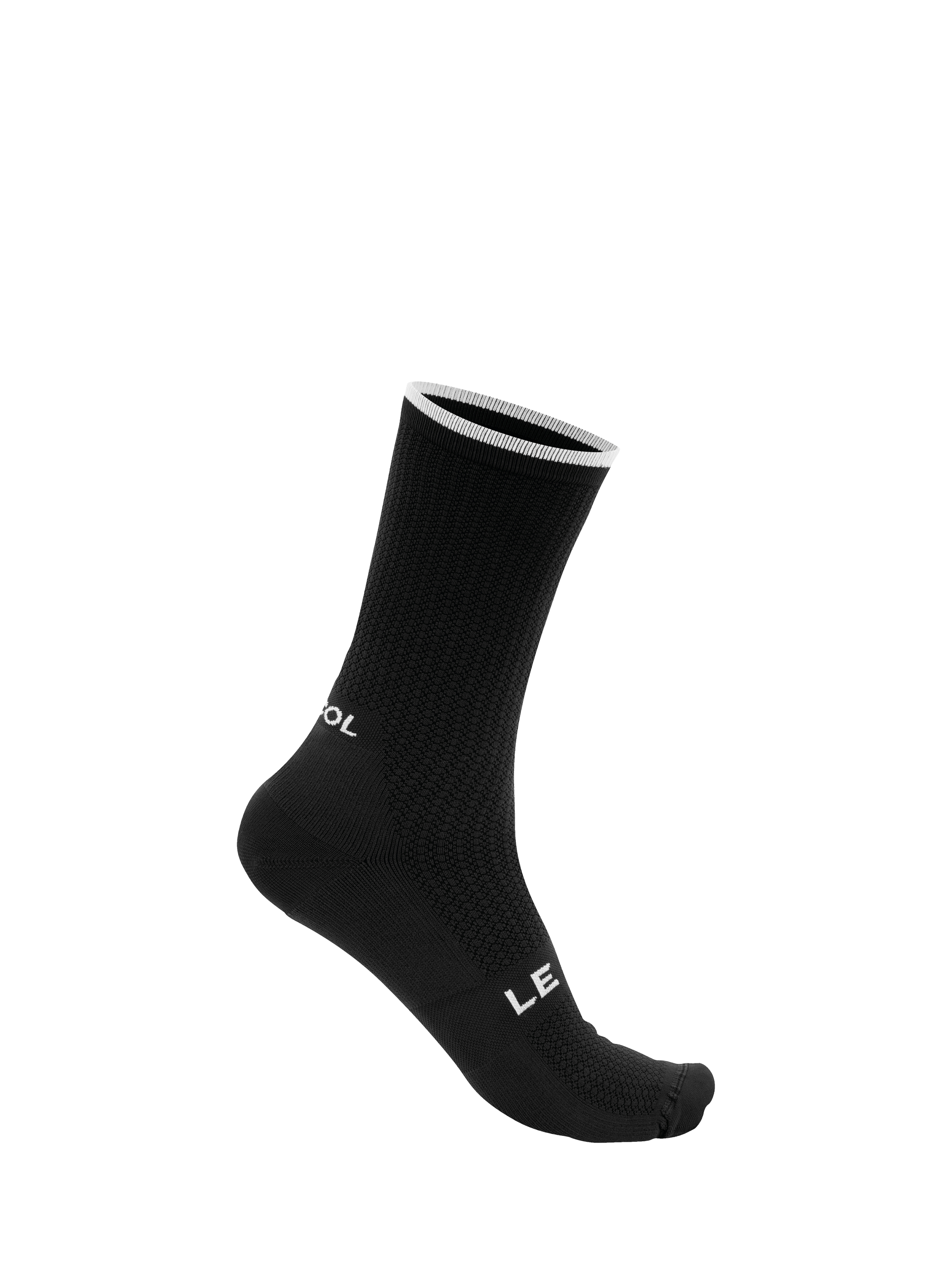 Product image 1 of 3, which shows Le Col Women's Long Cycling Socks, Black/White, S-M