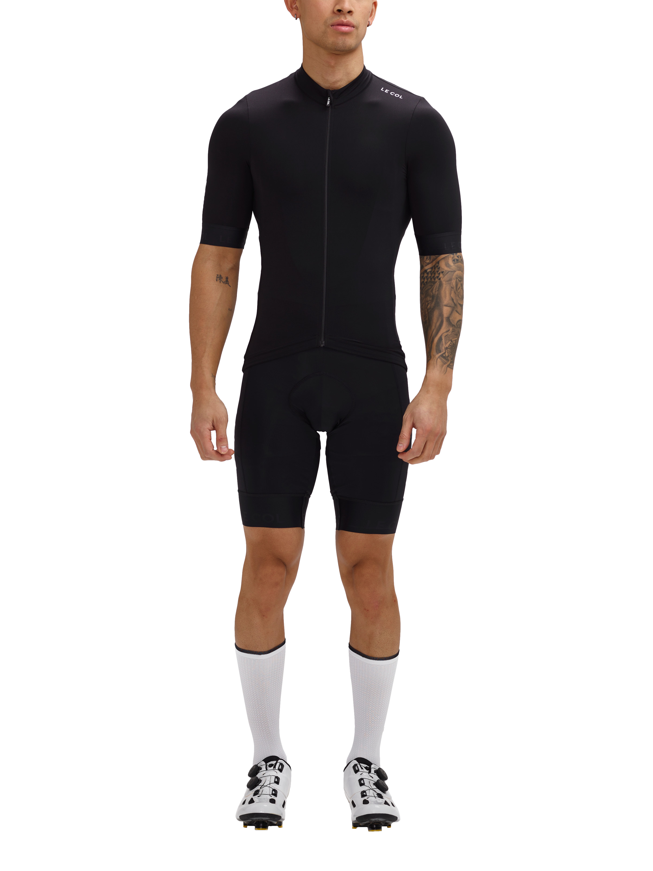 Product image 2 of 4, which shows Le Col Women's Long Cycling Socks, White/Black, S-M