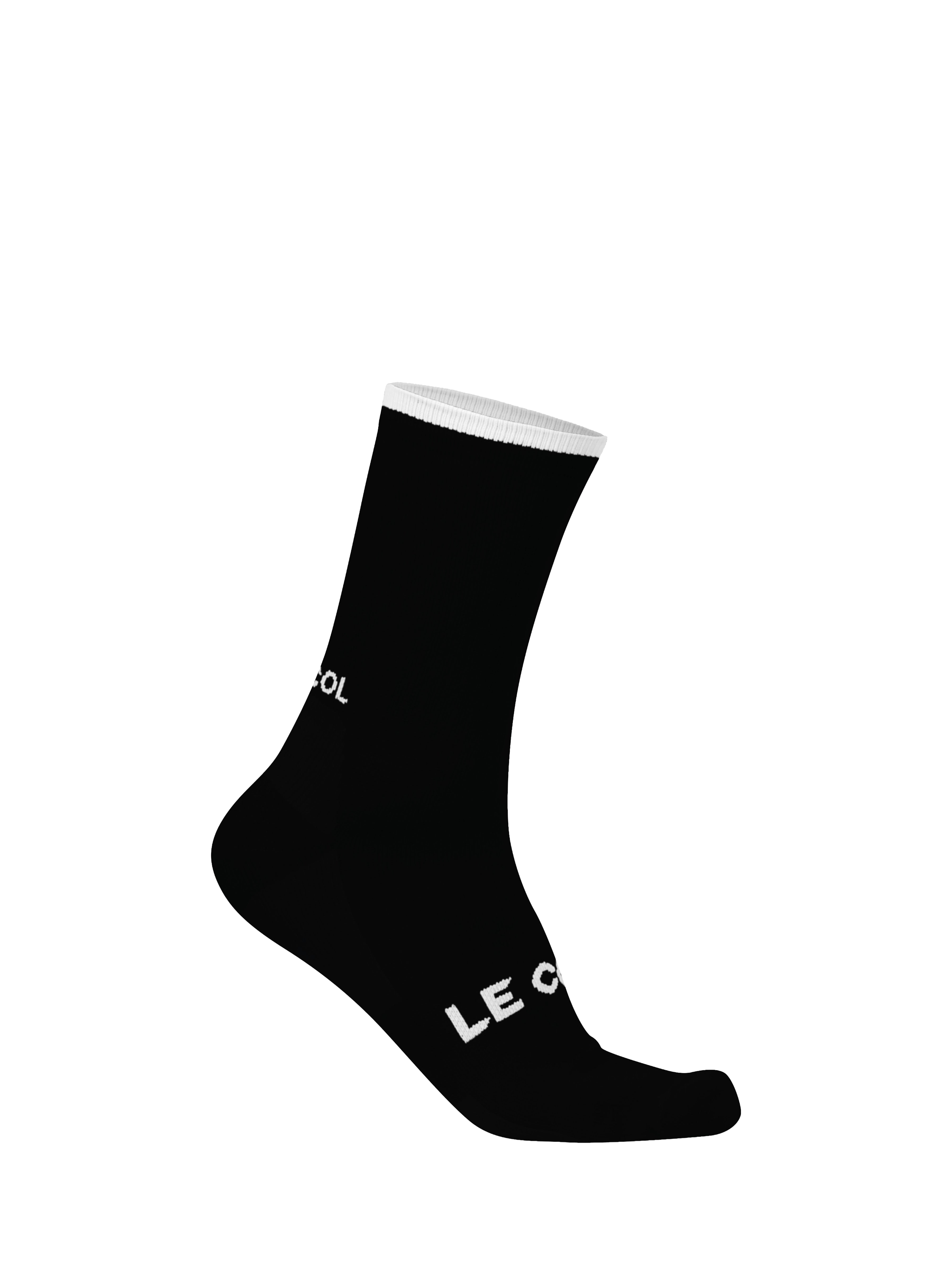Product image 1 of 1, which shows Le Col Women's Tech Merino Wool Blend Cycling Socks, Black/White, S-M