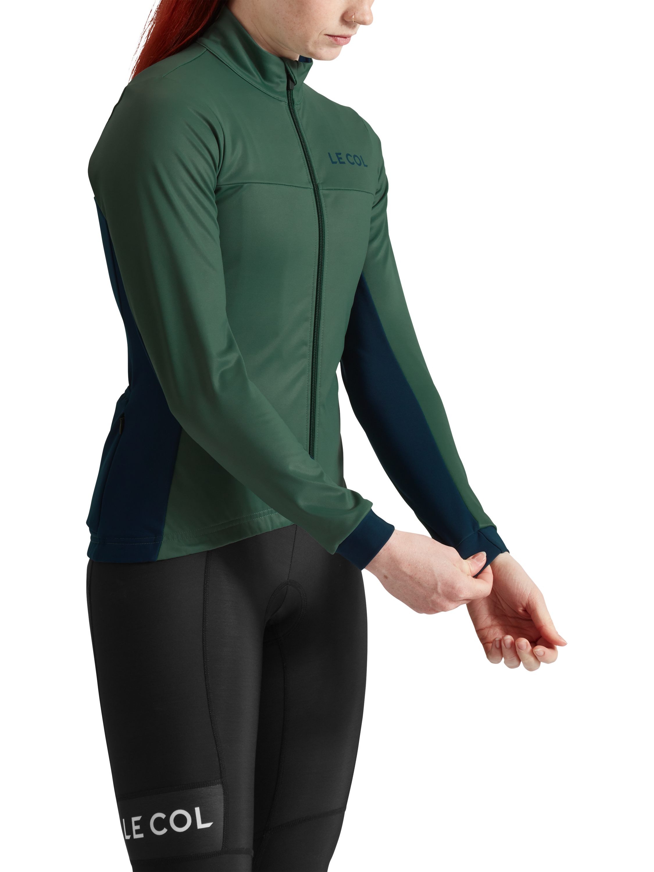 Product image 1 of 4, which shows Le Col Sport Jacket, Forest Green/Navy, S