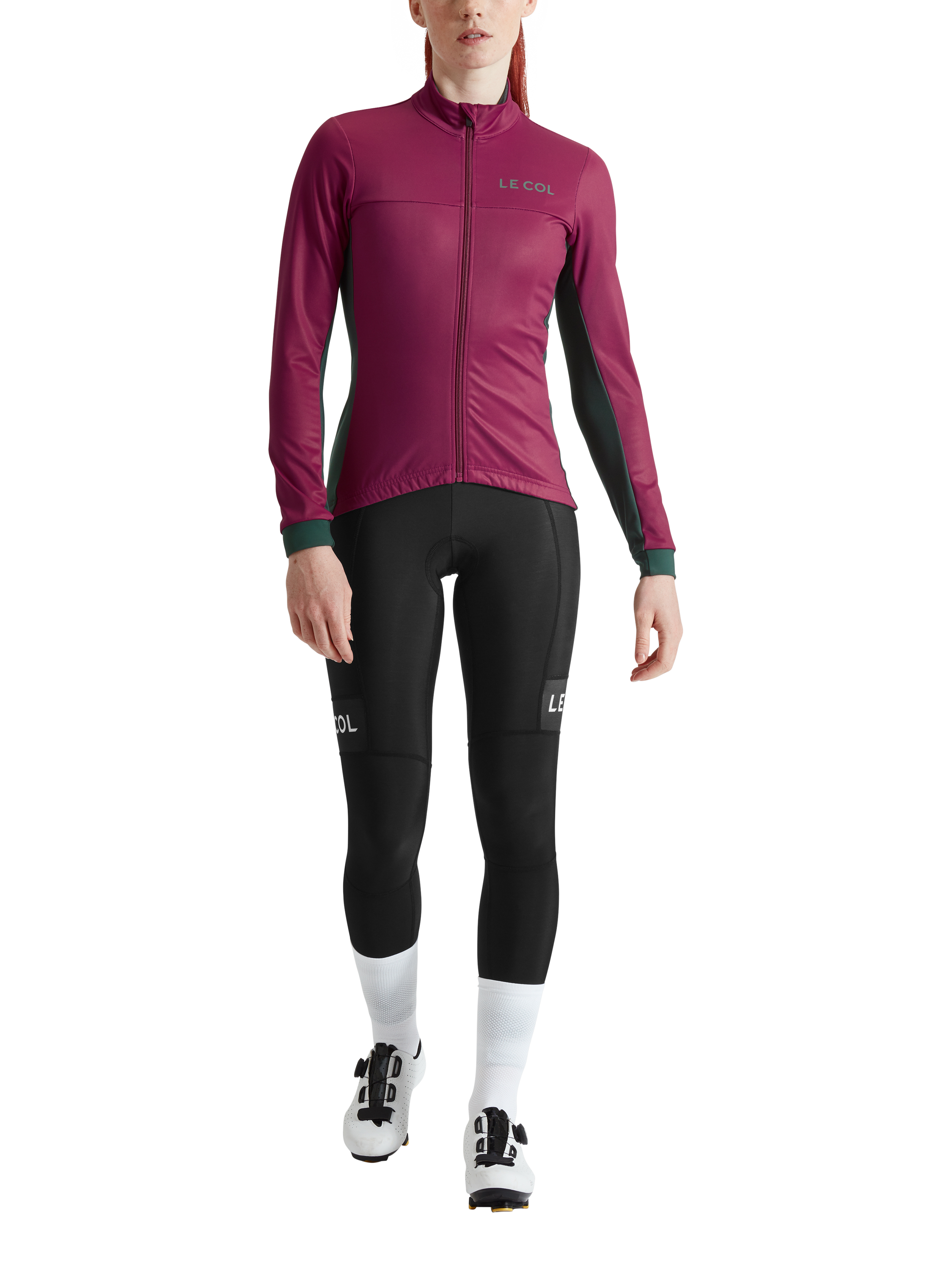 Product image 1 of 4, which shows Le Col Sport Jacket, Grape/Forest Green, XS