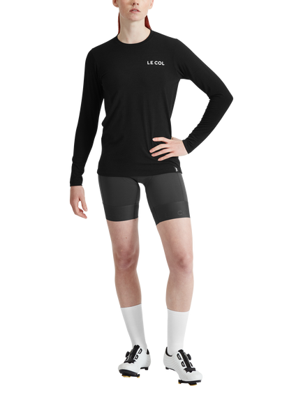 Le Col Women's ARC Merino Wool Blend Long Sleeve Cycling T-Shirt, Black, Black