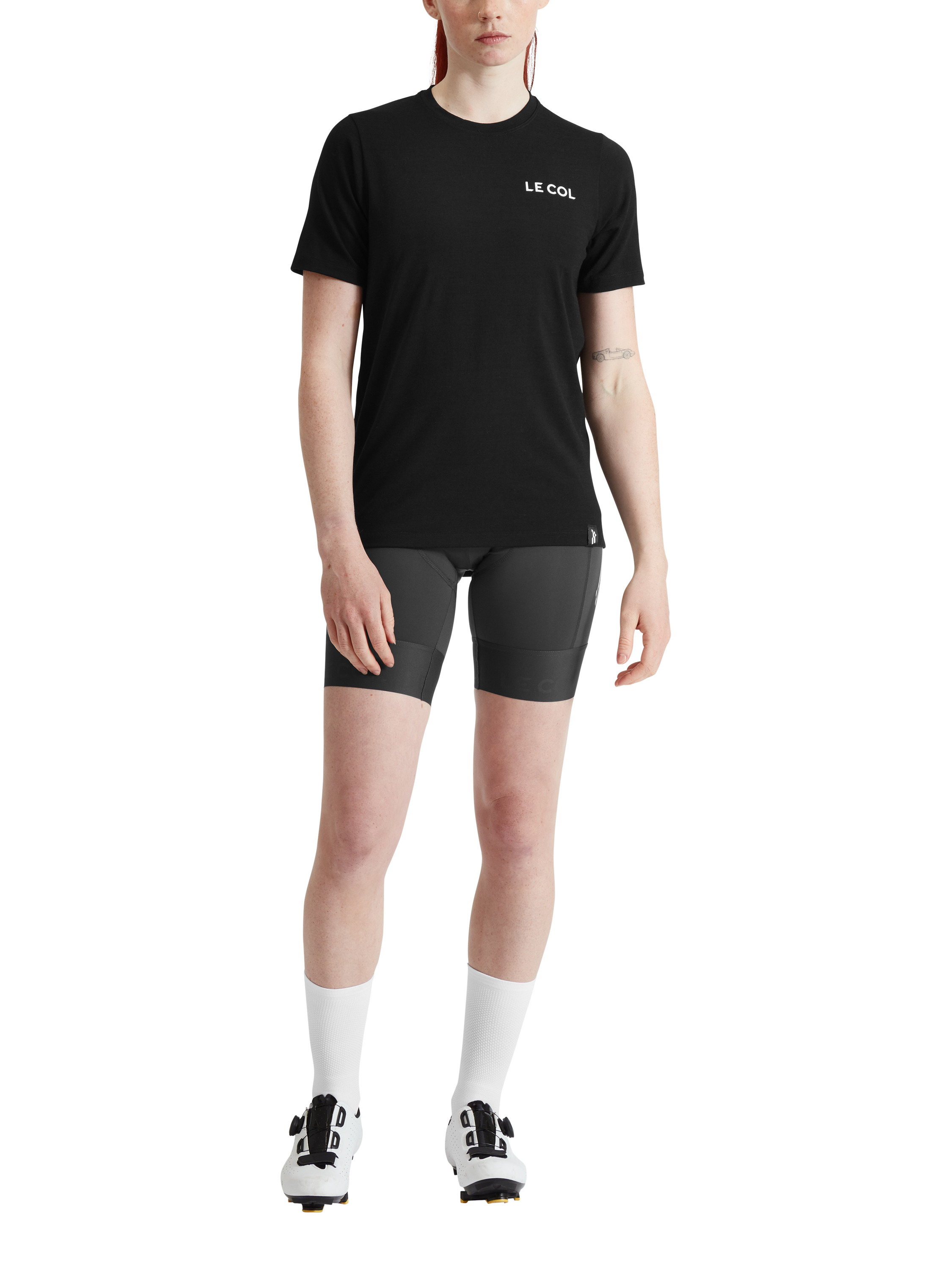 Product image 2 of 4, which shows Le Col Women's ARC Merino T-Shirt, Black, XS