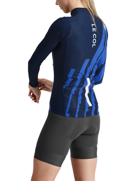 Le Col Pro Women's Long Sleeve Cycling Jersey, Navy/Electric Blue - view 2, Navy/Electric Blue
