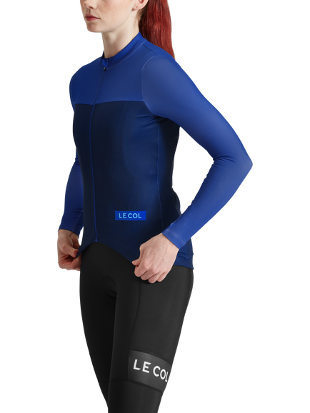 Le Col Long Sleeve Sports Top, Navy/Electric Blue