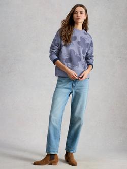 White Stuff Daydreamer Abstract Sweatshirt, Mid Blue, Mid Blue