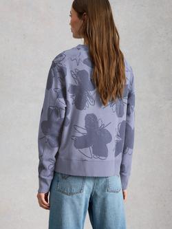 White Stuff Daydreamer Abstract Sweatshirt, Mid Blue - view 2, Mid Blue