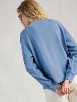 White Stuff Daydreamer Garment Dyed Sweatshirt, Mid Blue - view 2, Mid Blue