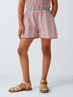 John Lewis Kids' Stripe Scallop Trim Shorts, Multi, Multi