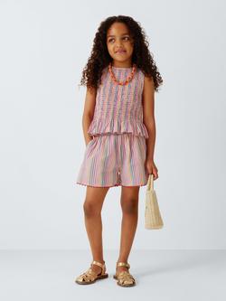 John Lewis Kids' Stripe Scallop Trim Shorts, Multi - view 2, Multi