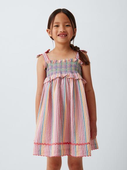 John Lewis Kids' Striped Bow Dress and Scrunchie Set, Multi, Multi