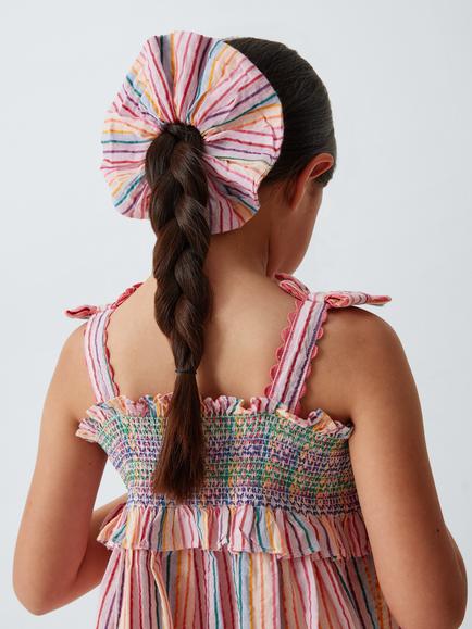 John Lewis Kids' Striped Bow Dress and Scrunchie Set, Multi - view 2, Multi