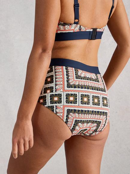 White Stuff Verity High Waisted Bikini Bottoms, Multi - view 2, Multi